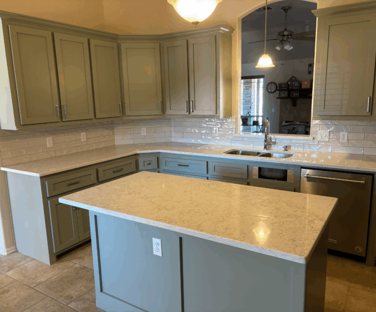 Kitchen after remodel showing off pristine craftsmanship by Tile Genie.