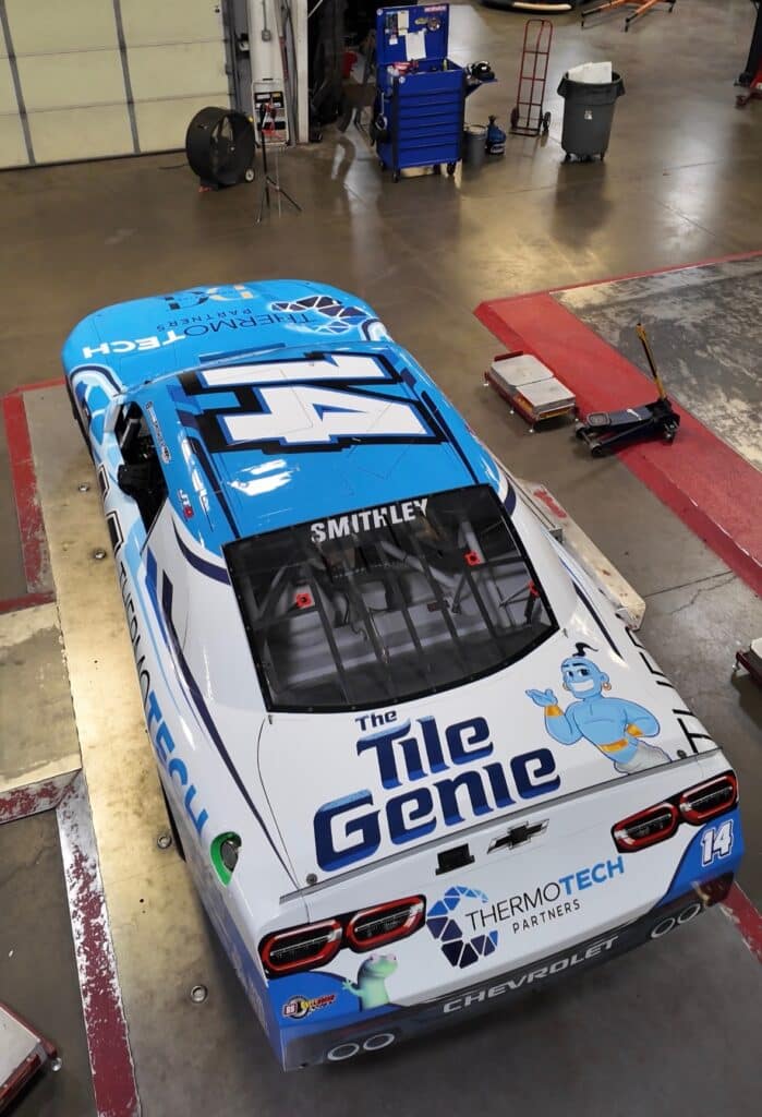 #14 NASCAR car sponsored by Tile Genie for the Kansas Lottery 300 in 2025.